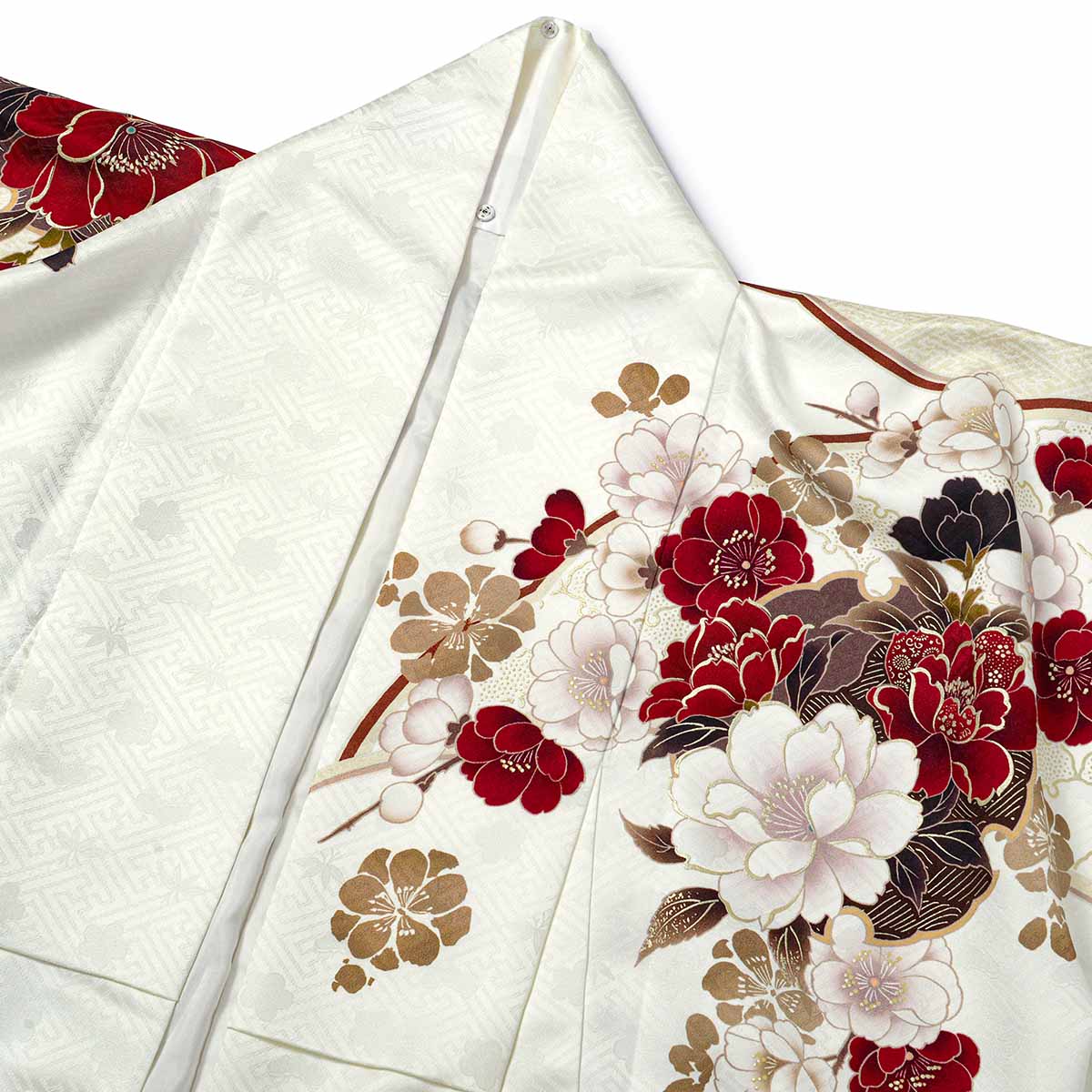 振袖：R2235 SACRA 白 菊牡丹に桜 雪輪│ 振袖レンタル │ 京都着物