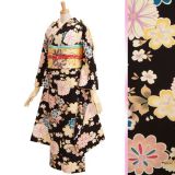 振袖：R241 ツモリチサト 黒 乙女浪漫 桜と菊☆│ 振袖レンタル