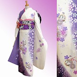 振袖：R248 白×藤紫 桜と鞠☆(絹)│ 振袖レンタル │ 京都着物