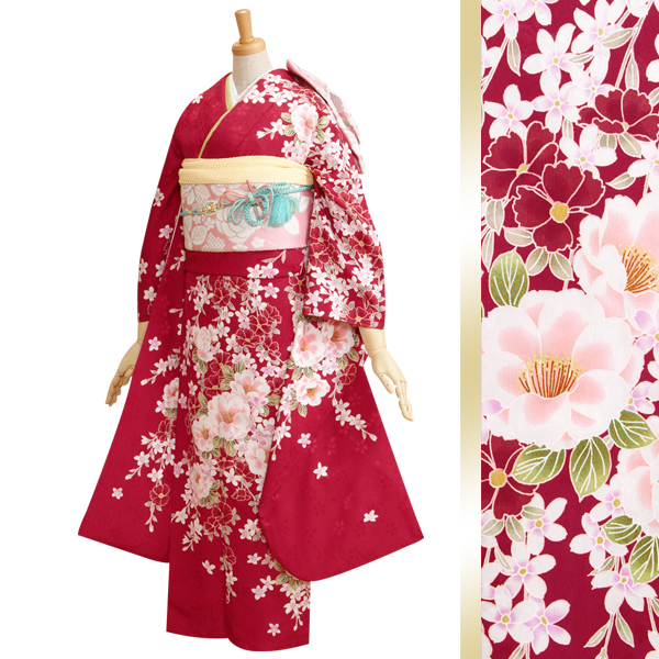 振袖：R292 【訳あり】ルビーの赤 八重桜(R086)│ 振袖レンタル