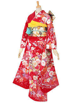 振袖：R448 Asuka ピンク 大輪牡丹と梅にかのこ柄(絹)☆│ 振袖