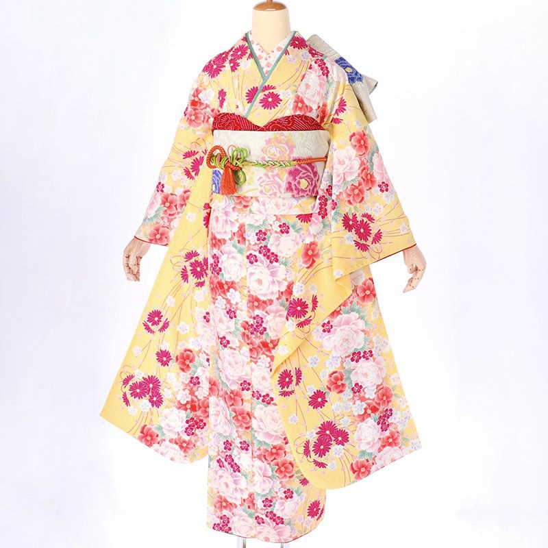 振袖：R425 ピンク 牡丹に小桜│ 振袖レンタル │ 京都着物レンタル夢館