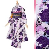 専用です☆☆黒白に薔薇の花の着物 未仕立て 振袖 単品 「白×黒 青薔薇」 仮絵羽 振り袖 正絹 丹後