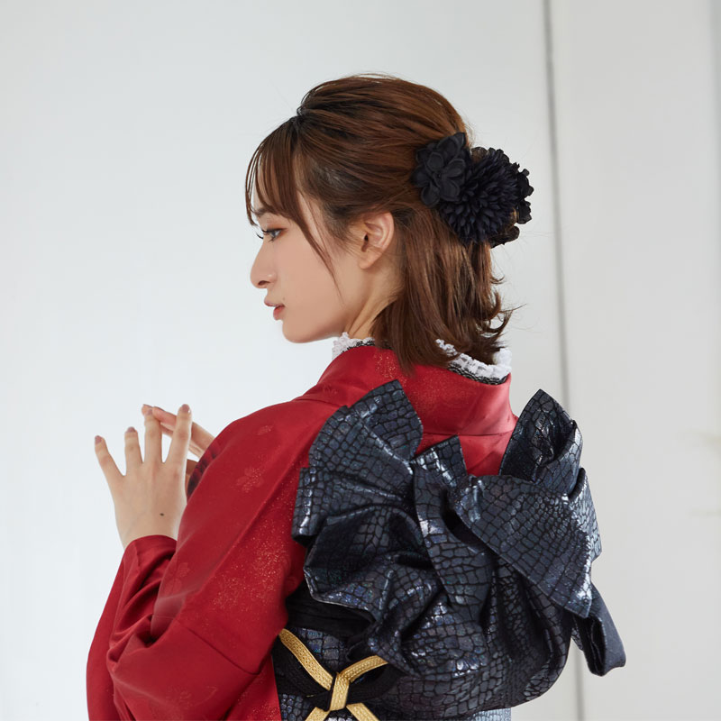 振袖：R479 赤 真紅のモダンローズ☆(絹)│ 振袖レンタル │ 京都着物