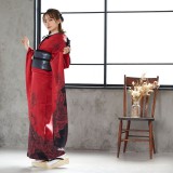 振袖：R479 赤 真紅のモダンローズ☆(絹)│ 振袖レンタル │ 京都着物