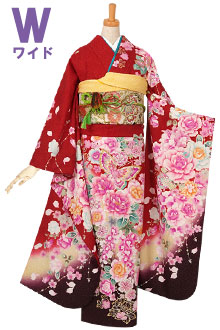 振袖：R532 黒 桜牡丹と蝶☆(絹)(w)│ 振袖レンタル │ 京都着物