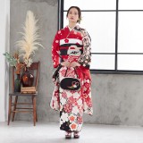 602z17,403y34,小物類☆紅型振袖 古典柄 松竹梅 赤黒☆美品 成人式 振袖：R540 赤黒 絞り梅に松☆(絹)│ 振袖レンタル │ 京都着物