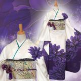 振袖：R592 【訳あり】白×紫 芍薬☆(絹)│ 振袖レンタル │ 京都