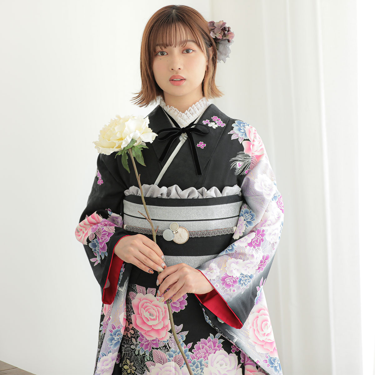 薔薇孔雀柄  お振袖 袋帯セット 薔薇孔雀柄 お振袖 袋帯セット 【公式通販】