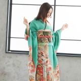 振袖：R726 薄緑 正倉院文様☆(絹)(宅)│ 振袖レンタル │ 京都着物