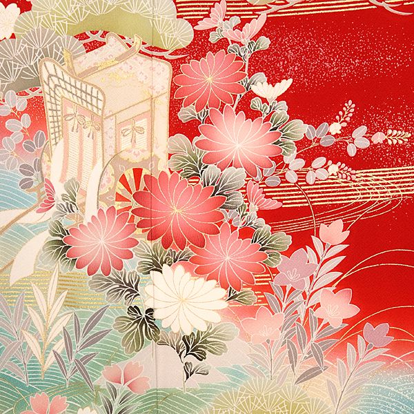 振袖：R771 赤 松に四季花☆(絹)(宅)│ 振袖レンタル │ 京都着物