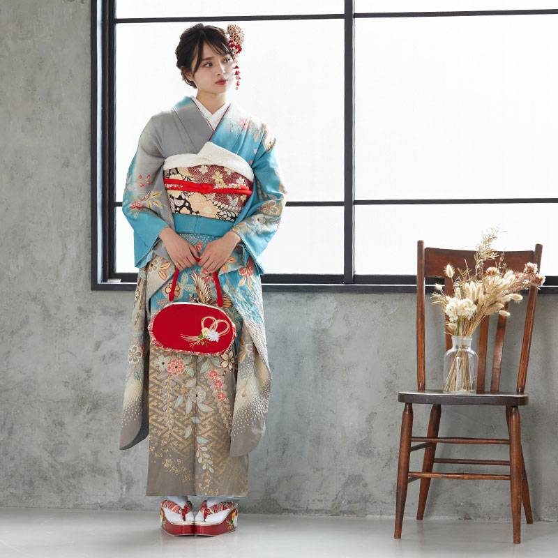 黒 熨斗 八重桜牡丹 振袖 身丈155 黒 熨斗 八重桜牡丹柄 振袖 身丈155