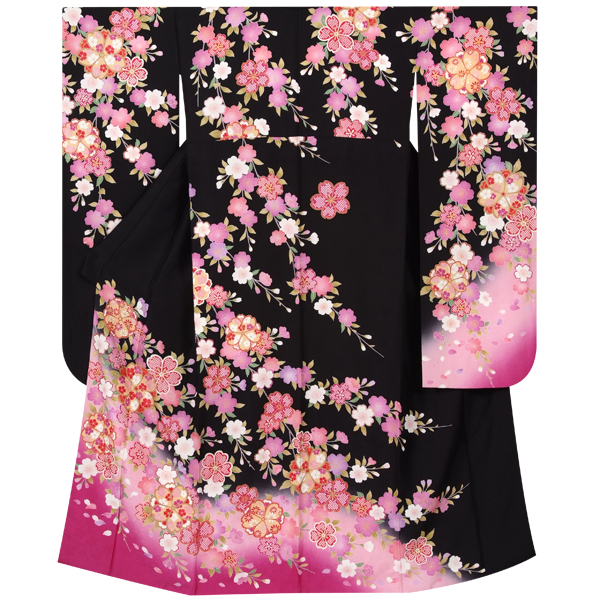 振袖　作家もの　枝垂れ桜　花びら　身丈161　裄68　正絹　着物　032tz 美品】 振袖 身丈162.5cm 裄丈68cm L 袷 袋帯フルセット 鈴乃屋 桜