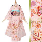振袖：R959 ピンク 桜散らし花てまり☆(絹)│ 振袖レンタル │ 京都