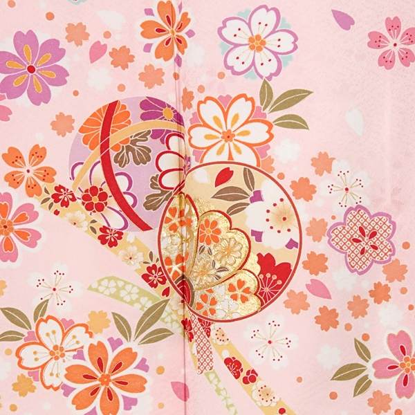 振袖：R959 ピンク 桜散らし花てまり☆(絹)│ 振袖レンタル │ 京都