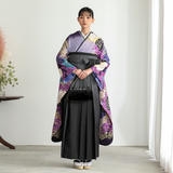 振袖袴：MURUA R1080 藤紫 薔薇と桜☆(絹)│ 袴レンタル │ 京都着物