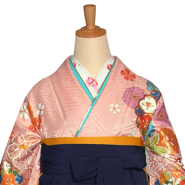 振袖袴： R1182 ピンク 桜楓流水文☆(絹)(宅)│ 袴レンタル