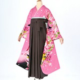 振袖袴：Lako Kula R1184 ピンク チューリップにリボン(絹)│ 袴