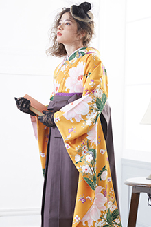 振袖 身長158-173cm 黄 矢絣 牡丹 松竹梅 正絹