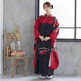 振袖袴： R1328 赤 黒牡丹☆(絹)(宅)│ 袴レンタル │ 京都着物