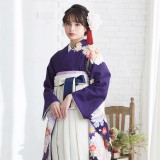 【べぽたん】振袖 　赤白➕ 紫 袴 振袖袴： R1498 白×紫 牡丹に薬玉文様☆（絹）│ 袴レンタル │ 京都