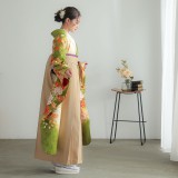 日常組　京都　缶バ　和装　和服　しにがみ　29個 振袖袴： R1529 黄緑 牡丹に鼓(絹)│ 袴レンタル │ 京都着物レンタル夢館