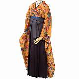 振袖袴： R157 紅型 花鳥家☆(絹)│ 袴レンタル │ 京都着物レンタル夢館