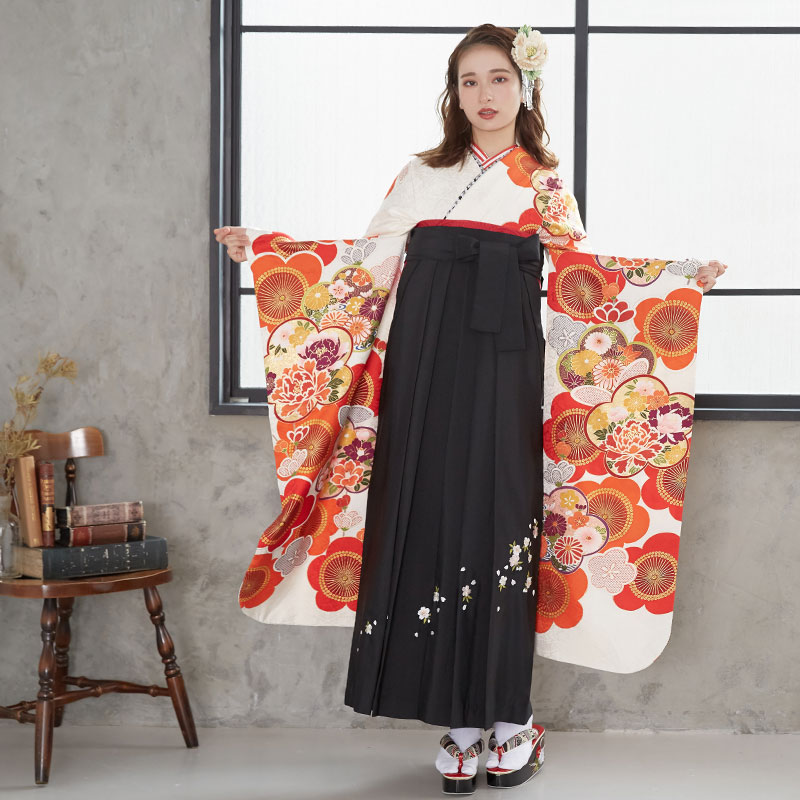 清楚な白 正絹振袖 全て揃ったフルセット M～トールサイズ 裄長 定番