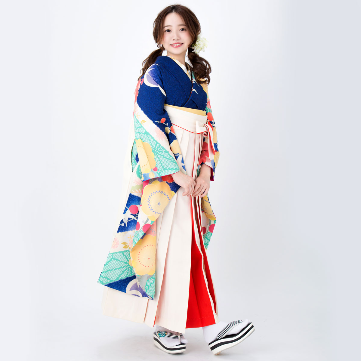2尺袖 ブランド 芸艸堂 ポリエステル着物 袴用 二尺袖着物 袴用 レトロモダン 女性 和装 半着タイプ| きもの館