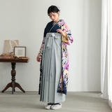 振袖袴： R1908 鉄紺 牡丹に水仙☆(絹)│ 袴レンタル │ 京都着物