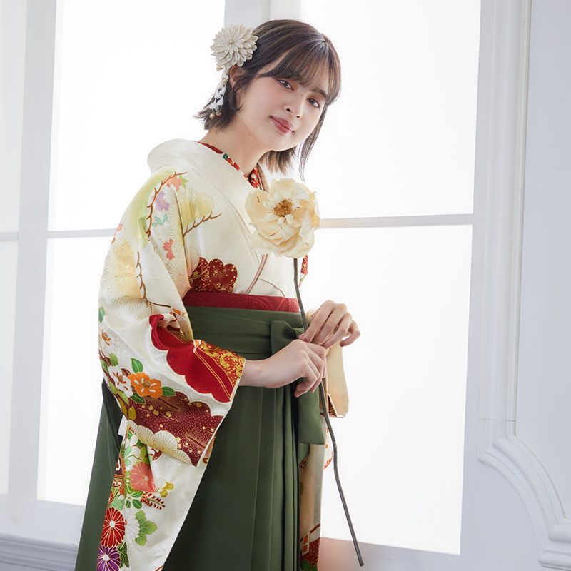 振袖： R1995吉澤の友禅【吉澤の友禅】白 貝桶に吉祥花