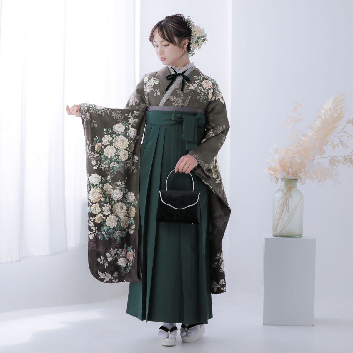 振袖袴：JILL STUART R2071 チャコールグレイ ゴブランブーケ│ 袴 