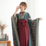 振袖袴：和風館 R2073 ブルー ゴブラン織調薔薇│ 袴レンタル │ 京都