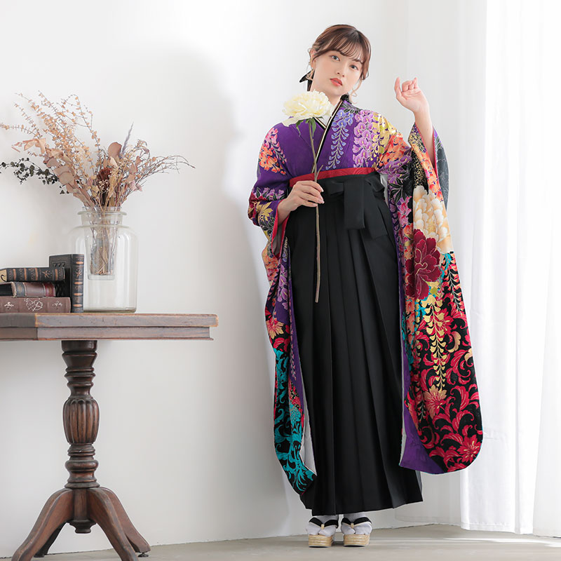 振袖： R2092Lako Kula紫 大牡丹と藤☆(絹)(R1722)