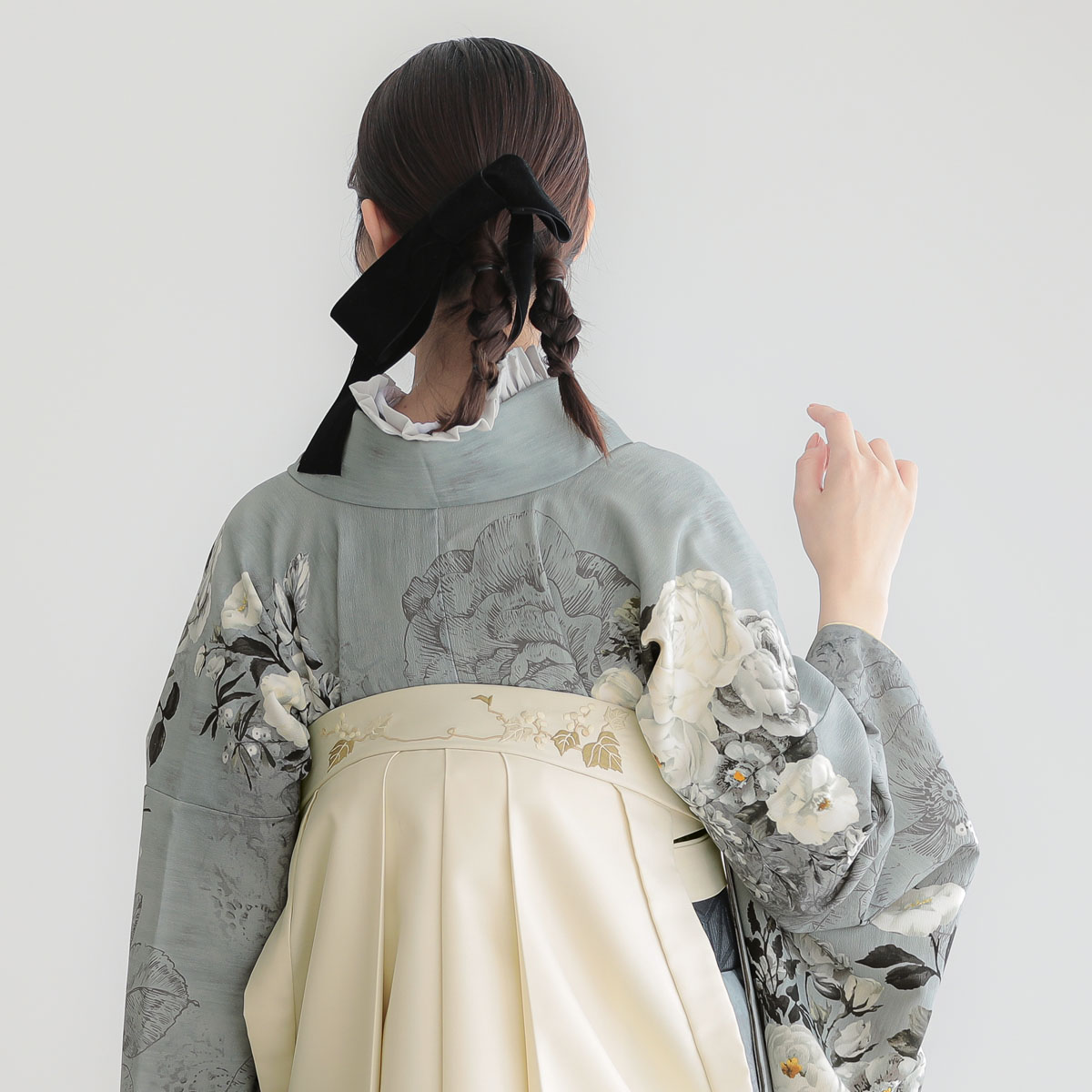振袖袴：JILL STUART R2128 グレー×黒 ヴィンテージローズ│ 袴 