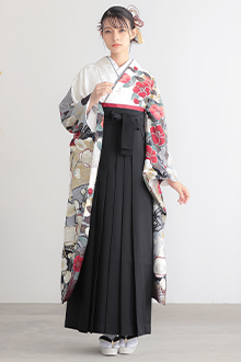 SA-S518:袴WK-F1】ゴールドの花が美しい振袖に黒袴