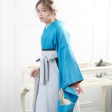 振袖：R664 ブルー ラメ入り 金彩蝶(絹)(宅)│ 振袖レンタル │ 京都