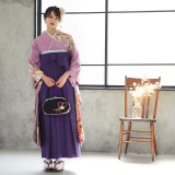 振袖袴： R676 藤色 枝桜に熨斗目文☆(絹)│ 袴レンタル │ 京都着物