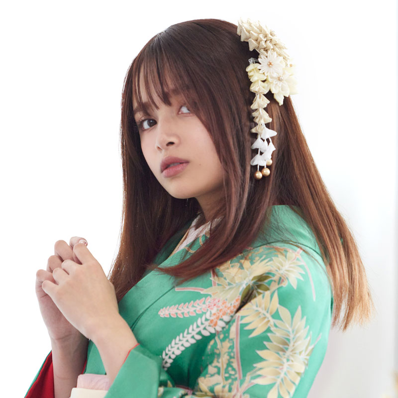 値下げ～大正ロマン風・花とオシドリ・抹茶グリーン訪問着・正絹・美品　J-82 値下げ～大正ロマン風・花とオシドリ・抹茶グリーン訪問着・正絹