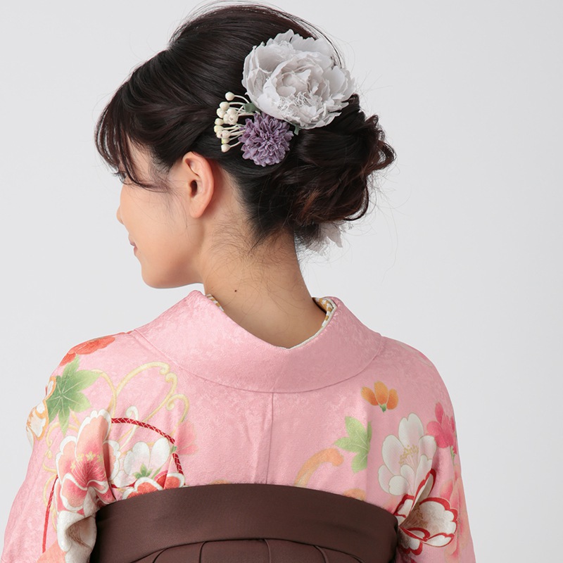 振袖袴： R817 ピンク 雪輪乱菊に八重桜☆(絹)│ 袴レンタル │ 京都