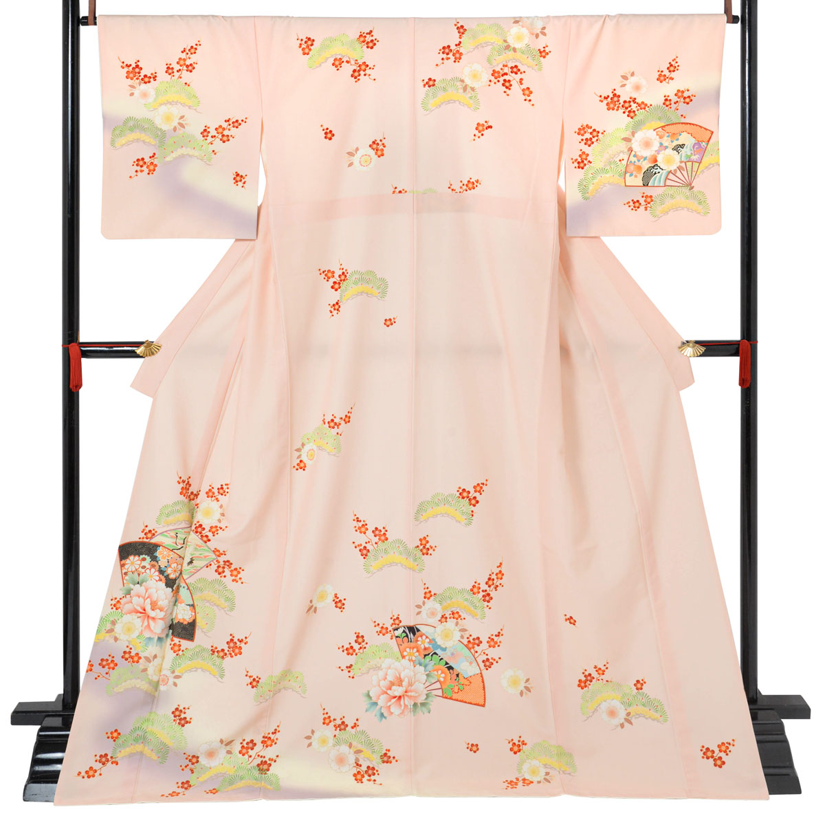 先生袴：H1018 ピンク 扇面牡丹に鶴松桜(H1019)│ 袴レンタル │ 京都