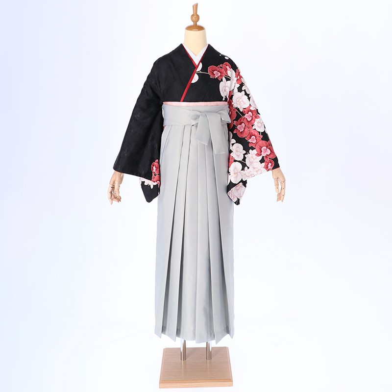 先生袴 H1060 黒 胡蝶蘭 宅 袴レンタル 京都着物レンタル夢館