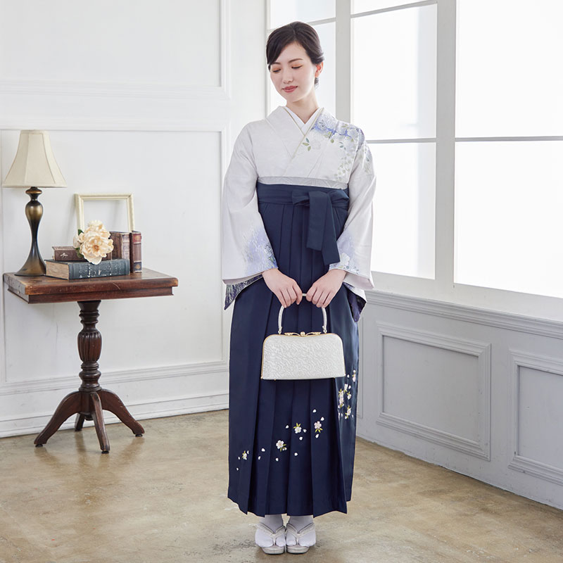 先生袴：H1230 桂由美 薄桜鼠×青藤 辻が花風│ 袴レンタル │ 京都着物