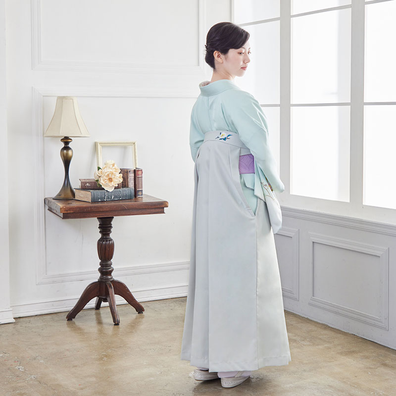 先生袴：H1249 水色 四季花│ 袴レンタル │ 京都着物レンタル夢館