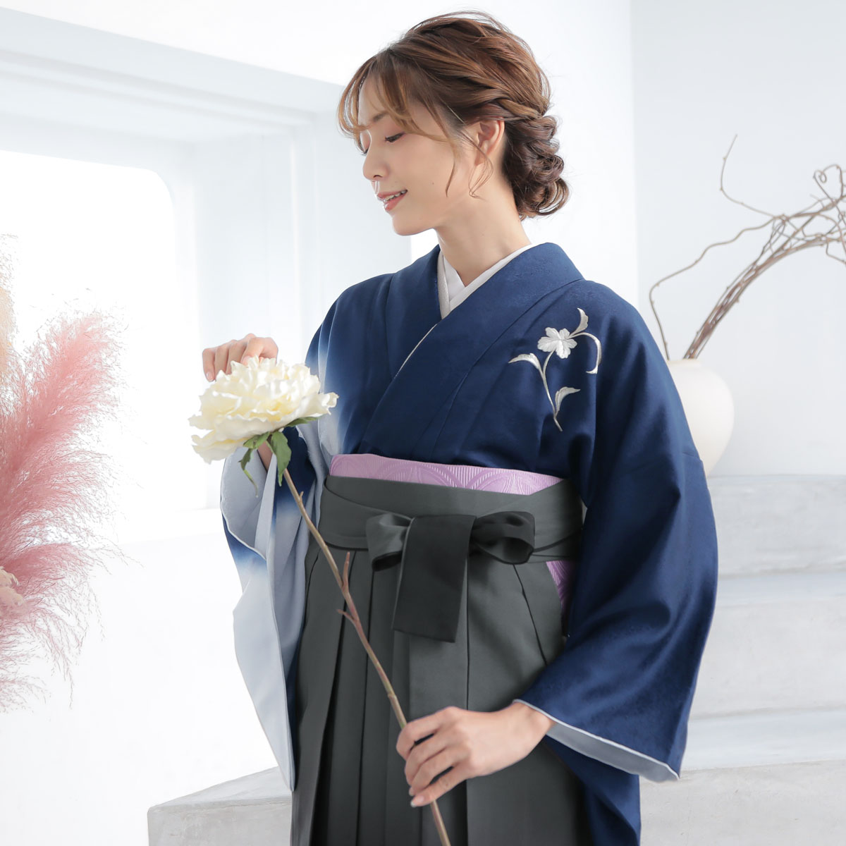 袴 L 紺 SOUBIEN（創美苑） レンタル 卒業式 袴 先生 教員 シンプル 袴セット