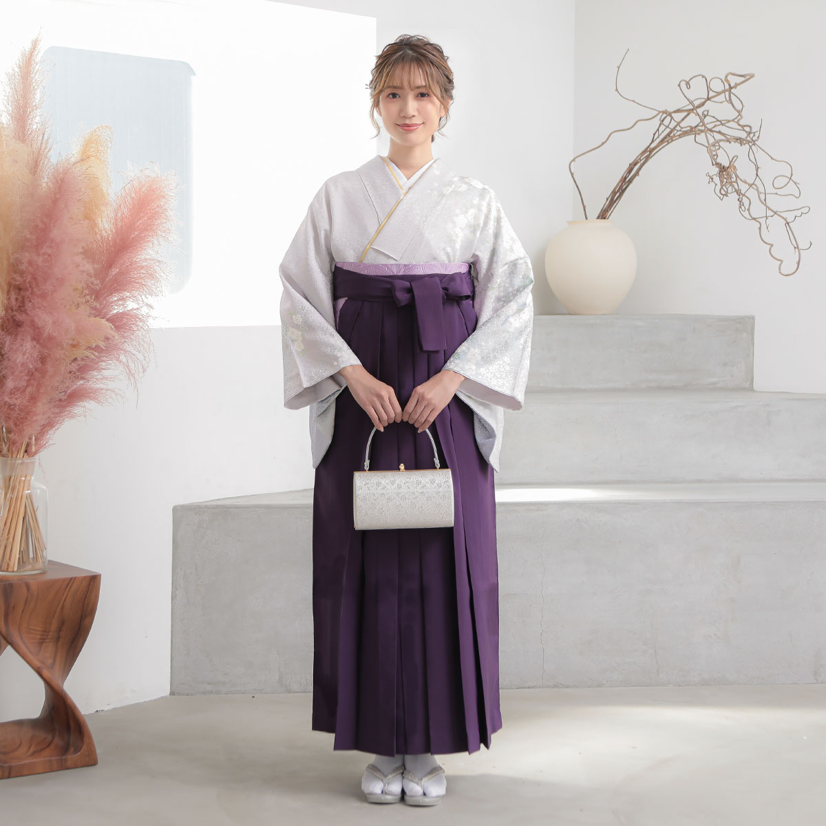 先生袴：H1289 桂由美 薄藤 枝垂れ桜│ 袴レンタル │ 京都着物