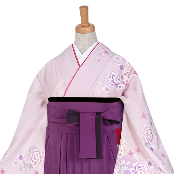はたやはかまや専専用 先生袴：H345 ジャパンスタイル 薄紫 牡丹と藤の花│ 袴レンタル