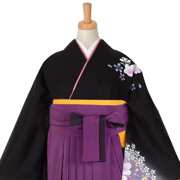 先生袴：H383 黒 紫ぼかし 小桜│ 袴レンタル │ 京都着物レンタル夢館