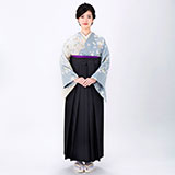 先生袴：H921 グレー×クリーム 蔦ぶどう│ 袴レンタル │ 京都着物