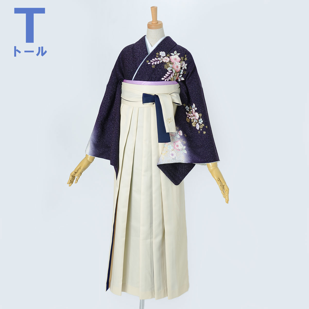 先生袴：H933 紫紺 辻が花文様│ 袴レンタル │ 京都着物レンタル夢館